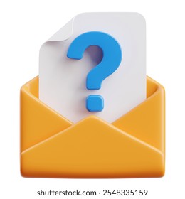 Intriguing Yellow Envelope with White Document and Blue Question Mark Symbolizing Curiosity and Inquiry - Powered by Shutterstock