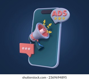 Introducing the Phone with 3D Ads Speaker illustration - a captivating blend of technology and marketing