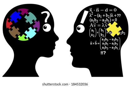 Intuition Or Calculation. Man And Woman Solve Problems Differently, By Instinct Or With Analytical Formula