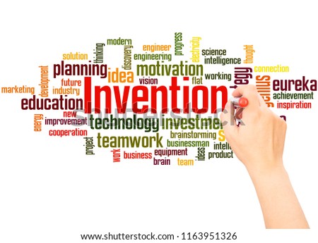 invention word cloud hand writing concept stock illustration