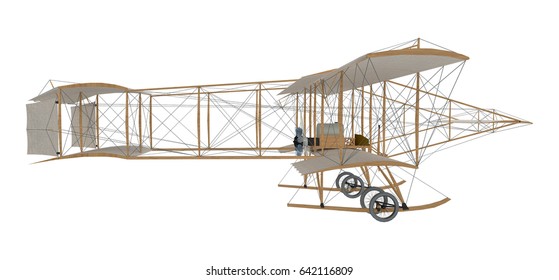 inventor first airplane isolated on white. 3d rendering