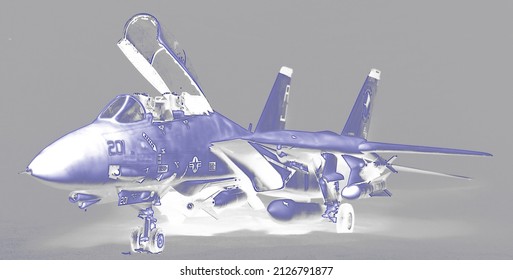 Invert Light Of A Combat Aircraft With Fully Loaded Weapons Image.