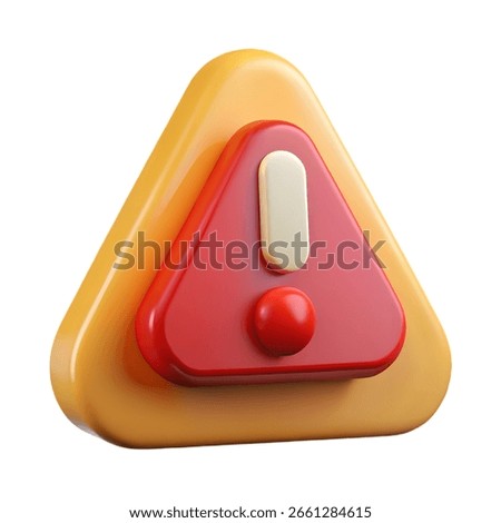 Inverted Orange 3D Exclamation Mark Triangle Icon - Error and Caution Symbol