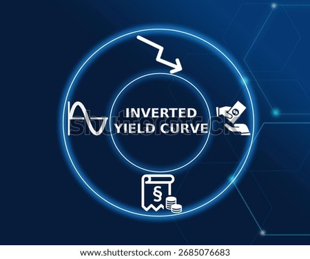 inverted yield curve concept.Inverted Yield Curve is when short-term debt yields exceed long-term yields, signaling recession.