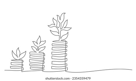 Investment One line drawing isolated on white background - Shutterstock ID 2354359479