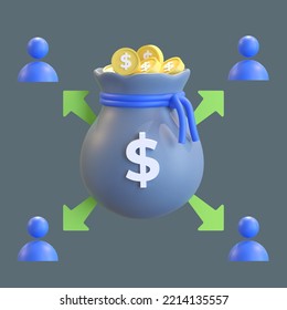 Investment Profit Sharing Icon 3d Illustration