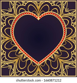 Invitation card with heart and floral ornament.  illustration. Template design for greeting and wedding card. - Powered by Shutterstock