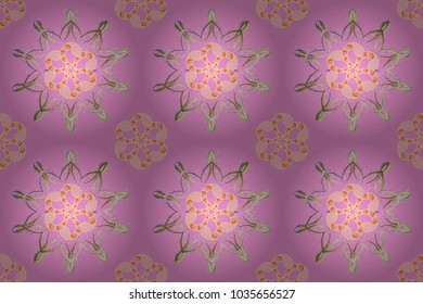 Invitation with colored mandala. Raster pattern for wedding card illustration. Vintage decorative element on a pink, neutral and beige colors.