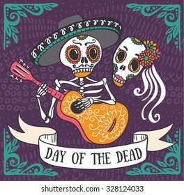 Invitation poster to the Day the dead party  Dea de los muertos card 