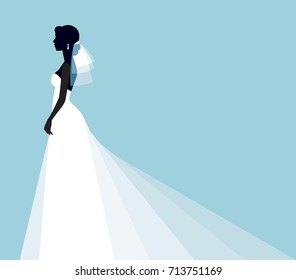 Invitation for a show of brides. Silhouette of a bride's profile in a wedding dress and veil.  - Powered by Shutterstock