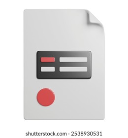 Invoice Bill Receipt 3D Rendering Icon Illustration