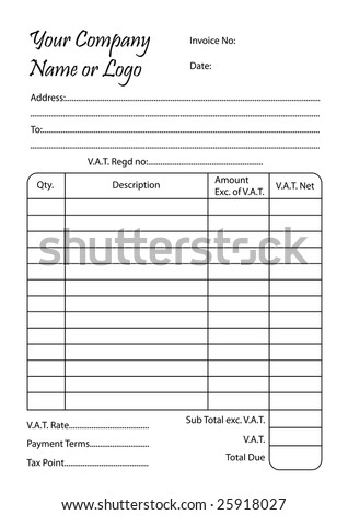 Invoice Book Illustration Bill Pad Template Stock Illustration 25918027 - Shutterstock