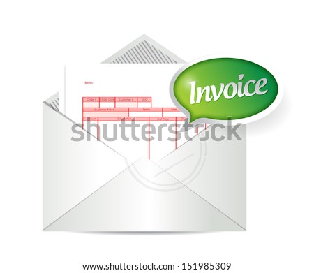 invoice inside an envelope. illustration design over a white background