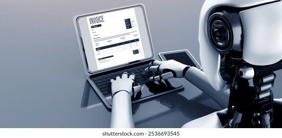 Invoice on computer screen from accounting application. Computer program for financial and budget of corporate business. Snugly. 3D illustration - Powered by Shutterstock