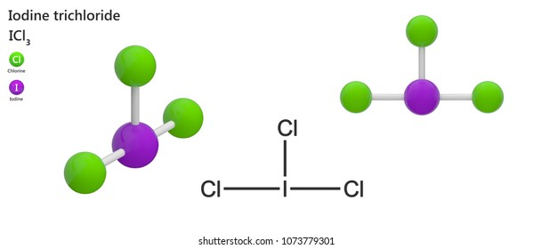 1073779301. Iodine trichloride (ICl3 or Cl3I) is an interhalogen compound o...