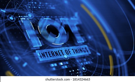 IOT - Internet Of Things Concept. IOT Word On Abstract Blue Background - 3d Rendering