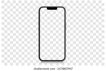 iPhone 13 Pro Max on transparent, Smartphone mockup frame less blank screen, 3d isolated cell phone Template for infographics or presentation UI Vector illustration :Bangkok, Thailand - June 14 , 2022