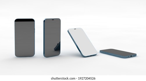 IPhone 14 Pro Different Angles Views On White Background. 3D Render