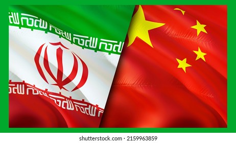 Iran And China Flags. 3D Waving Flag Design. China Iran Flag, Picture, Wallpaper. Iran Vs China Image,3D Rendering. Iran China Relations Alliance And Trade,travel,tourism Concept
