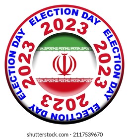 Iran Election Day 2023 Circular Flag Concept - 3D Illustration