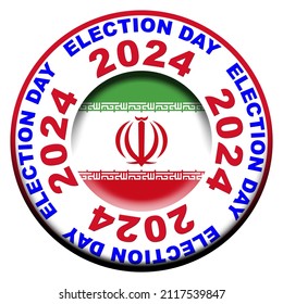 Iran Election Day 2024 Circular Flag Concept - 3D Illustration