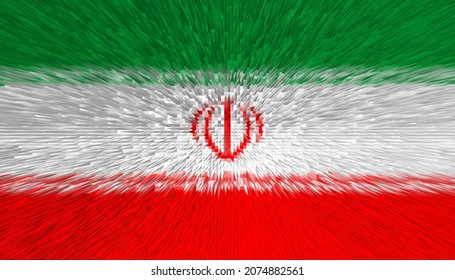 Iran  Flag. IR National Goverment Logo. State Banner Of Capital Of  Tehran  City. Iran  Patriotism Symbol. Nation Independence IRN. Flag Styling Extrusion Of Pyramid. 3D Image