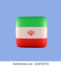 Iran Flag With Smooth Rectangle Shape. 3D Rendering