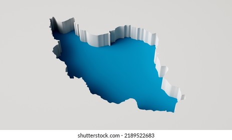 Iran Map 3d inner extrude map Sea Depth in blue with inner shadow.  3d illustration