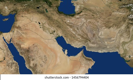 Iran Map With Border Persian Gulf Arabian Gulf Iran Map 3D Rendering