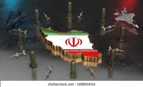 Iran Nuclear War Concept, 3d Illustration.