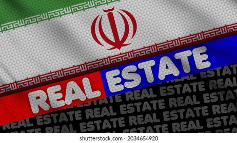 Iran Wavy Fabric Flag, Real Estate Title, 3D Illustration