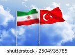 Iranian flag together with Turkey flag