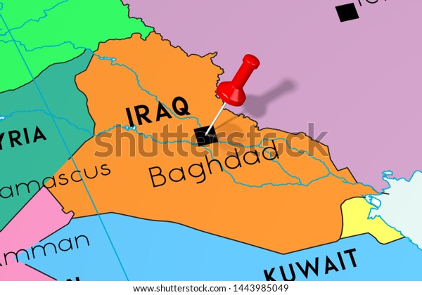 Iraq Baghdad Capital City Pinned On Stock Illustration 1443985049 ...