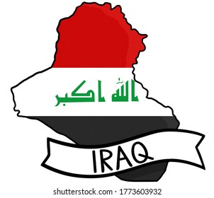 Iraq Flag Map Border Outline Stock Illustration 1773603932