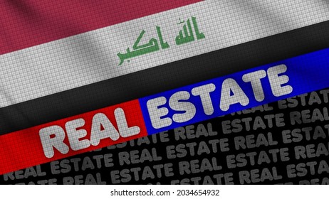 Iraq Wavy Fabric Flag, Real Estate Title, 3D Illustration