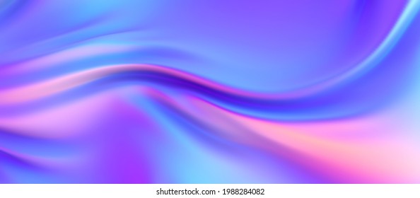 Iridescent chrome wavy gradient cloth fabric abstract background  ultraviolet holographic foil texture  liquid surface  ripples  metallic reflection  3d render illustration 