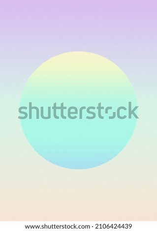 Iridescent gradient circle frame. Digital noise, grain. Abstract lo-fi background. Vaporwave 80s, 90s style. Wall, wallpaper, print. Minimal, minimalist. Blue, turquoise, yellow, purple, very peri