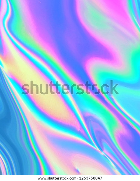 鮮やかなネオンとパステルの色を使った 虹色のホログラフィックテクスチャー のイラスト素材