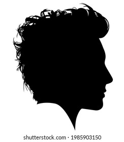 Irokese Punk Hairstyle For A Adult Men Anarcho Punk (or Anarchist Punk) Rocker, Bad Guy Look Hairstyle. Pixie Cut Iroquois Haircut On A Man Profile Picture Vector Illustration Realistic Silhouette