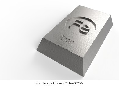 An Iron Ingot On A White Background. 3D Rendering