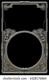 Iron Steampunk Decorative Frame With Intricate Mechanisms 3D Illustration