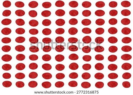 Irregular red oval pattern seamless and repeating background on white 3D Illustration 