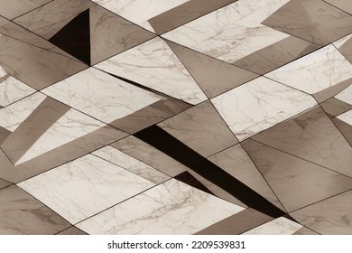 Irregular Shape Marble Texture Seamless Pattern. Abstract Background With Marbled Mosaic Pieces. Granite Stone Surface Repeating Design. Wallpaper, Website Banner Or Tile Template. 3D Illustration