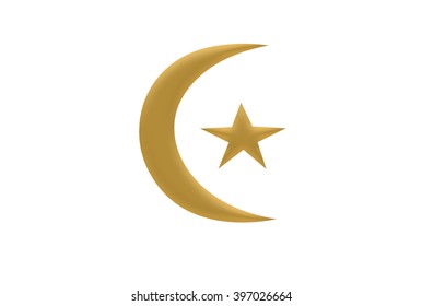 Isalm Symbol Gold Moon Star Isolated Stock Illustration 397026664 ...