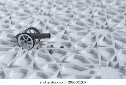 Islamic Background 3d Rendering Ornament With Canon Ball