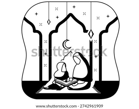 Islamic Devotion Artwork – Crescent and Stars

