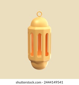 Islamic Lantern Lamp Moon PSD 3D Element of Ramadan or Ramadhan Icon. Happy Eid Mubarak Illustration