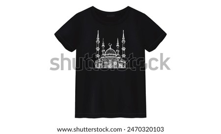 Islamic line mosque handrawn eid T-shirt