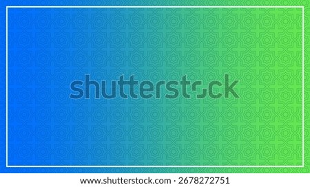 Islamic Mosaic Pattern Background on Blue and Green Gradient, modern geometric abstract design with border for Muslim celebration and Ramadan