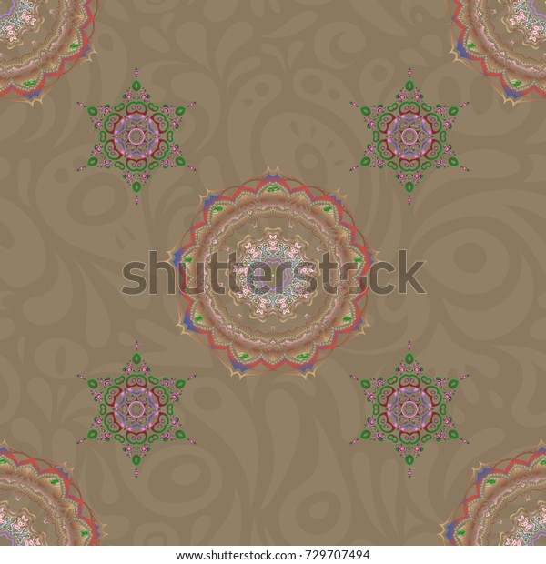 Islamic\
oriental seamless pattern. Muslim, East ornament, Indian ornament,\
Persian motif. Can be used for wallpaper, banner, wrapping, wedding\
card. Abstract green and beige circle\
ornament.